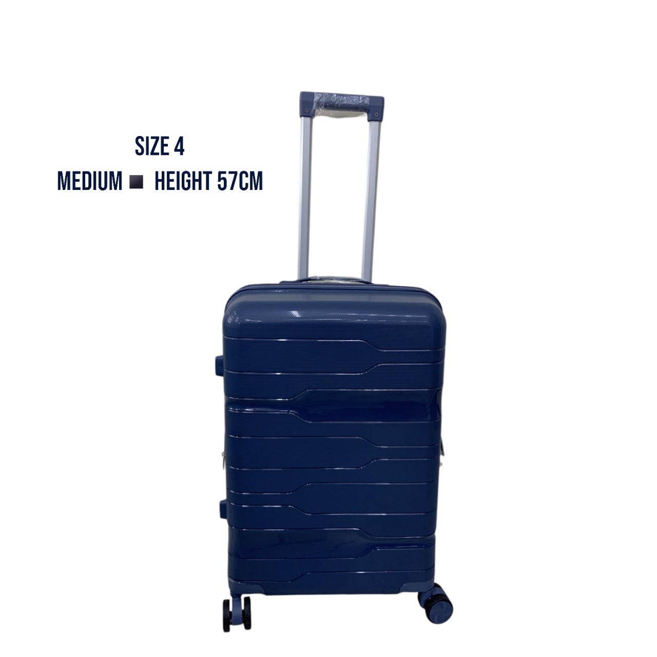 Unbreakable Double Zip PP Rubber Suitcase, Medium - Blue