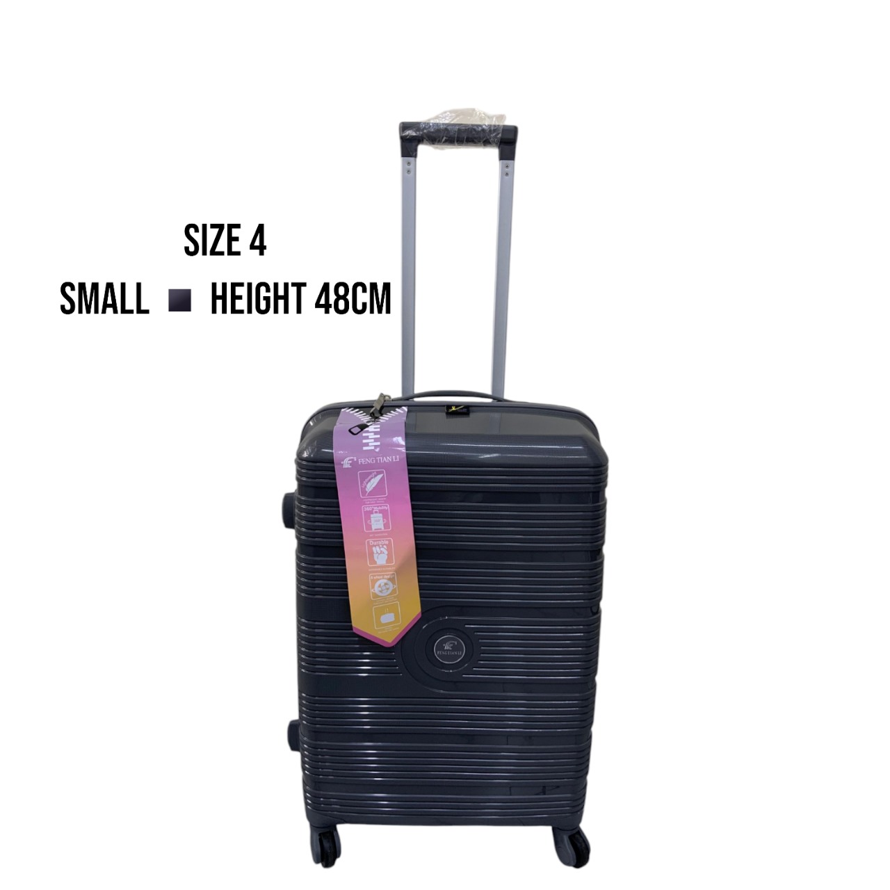 Unbreakable Double Zip PP Rubber Suitcase – Medium (Gray)