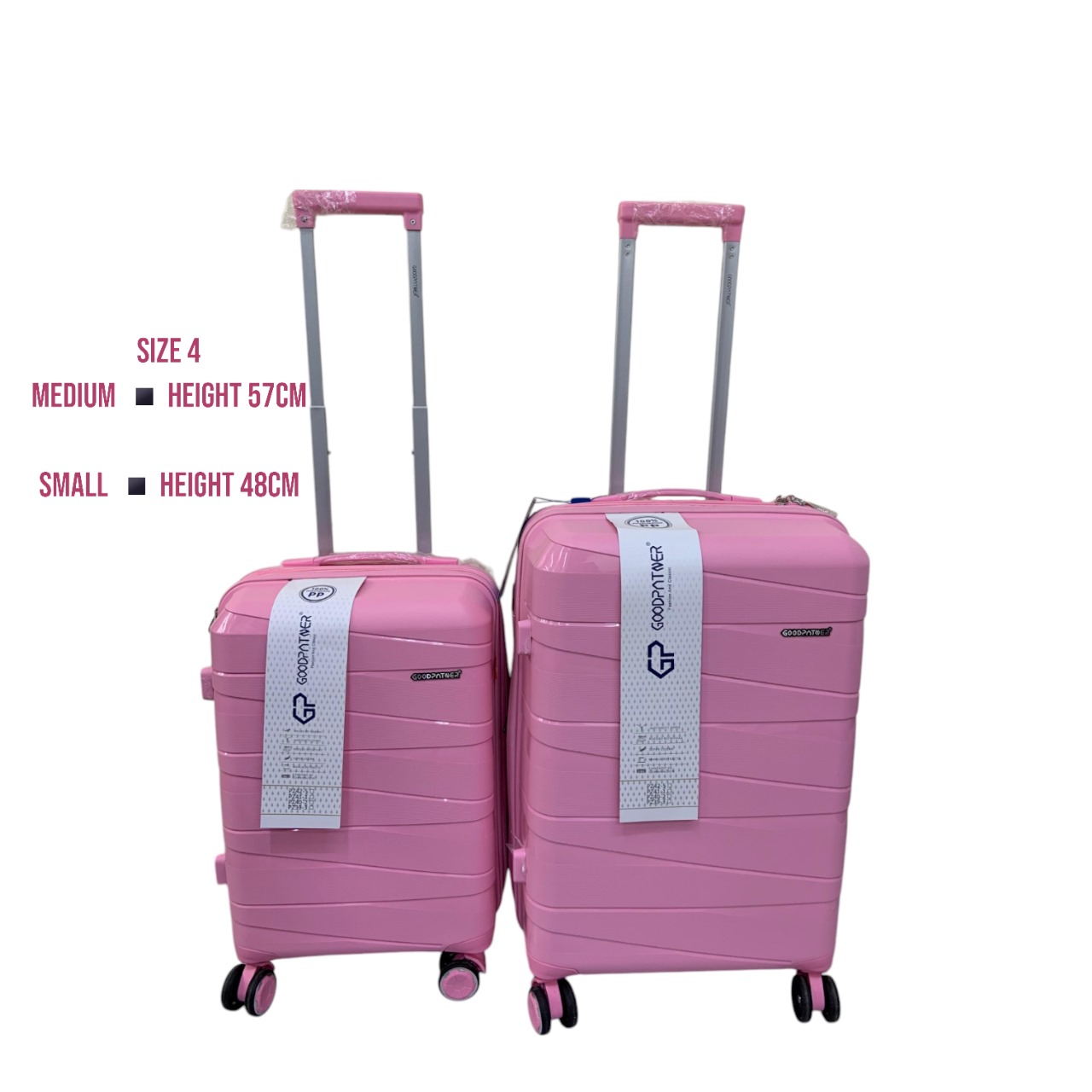 Unbreakable Double Zip PP Rubber Suitcases – Large and Small Combo (Pink)