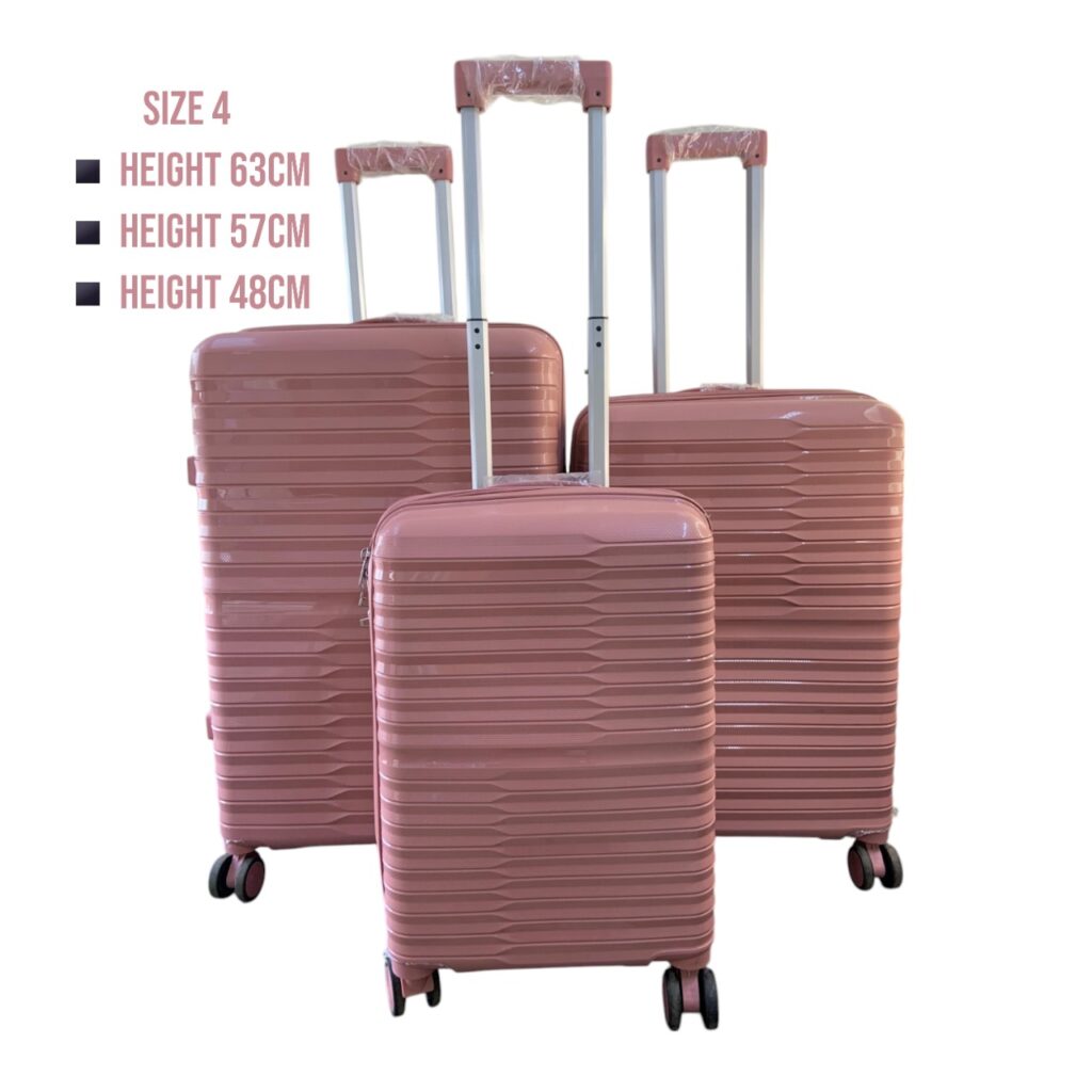 Unbreakable Double Zip PP Rubber Suitcase Full Set – Peach – TC