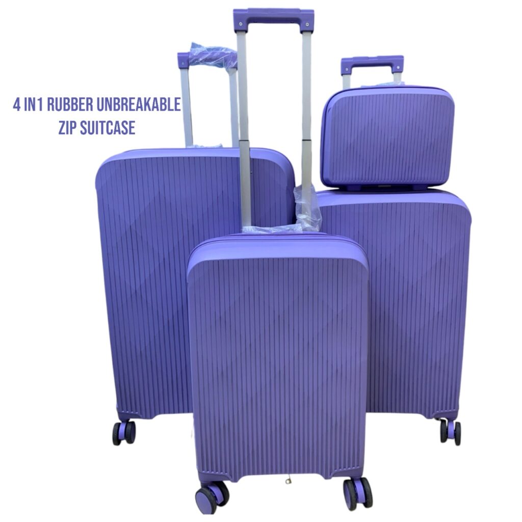 4-in-1 Unbreakable Double Zip Rubber Suitcase – Stylish