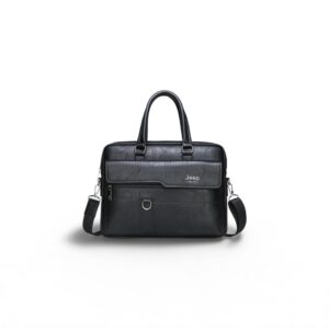 Jeep Boluo Black Leather Laptop Bag – Stylish & Durable Carry for Professionals in Nairobi