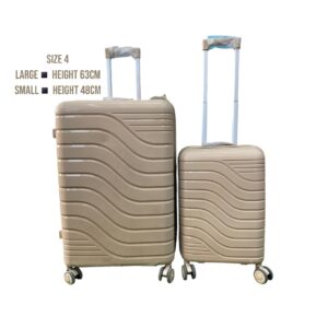 Size 27 large and small unbreakable rubber suitcase combo in brown with TSA locks, smooth-rolling wheels, and durable, impact-resistant construction