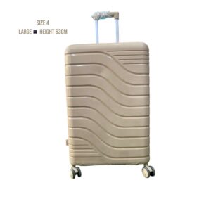 Size 27 large unbreakable rubber suitcase in brown with TSA locks, smooth-rolling wheels, and durable impact-resistant design