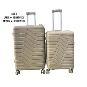 Size 27 large and medium unbreakable rubber suitcase combo in brown with TSA locks,