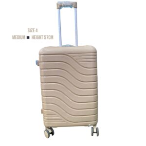 Size 27 medium unbreakable rubber suitcase in brown with TSA locks, smooth-rolling wheels, and durable design