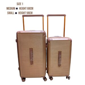 Medium (69cm) and Small (59cm) Unbreakable Rubber Suitcases – Durable Rose Gold Luggage for Week-Long and Short Trips