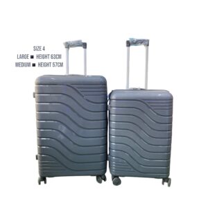 Large and medium unbreakable rubber suitcase combo in grey with TSA locks, smooth-rolling wheels, and secure design