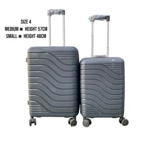 Medium and small unbreakable rubber suitcase combo in grey with durable wheels and secure locks