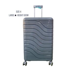Size 27 Large unbreakable rubber suitcase in grey with durable wheels and secure locks