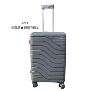 Size 27 Medium unbreakable rubber suitcase in grey with durable wheels and secure locks