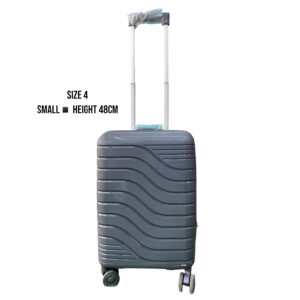 Size 27 unbreakable rubber suitcase in grey with durable wheels and secure locks