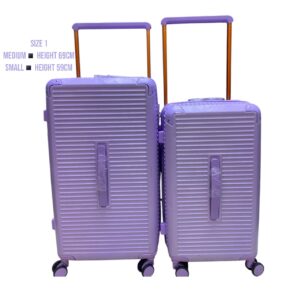 Medium (69cm) and Small (59cm) Unbreakable Rubber Suitcase Combo (Size 30) – Durable Purple Luggage for Week-Long Trips and Short Getaways