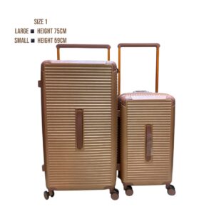 Large (75cm) and Medium (69cm) Unbreakable Rubber Suitcases – Durable Rose Gold Luggage for Long Vacations and Week-Long Trips